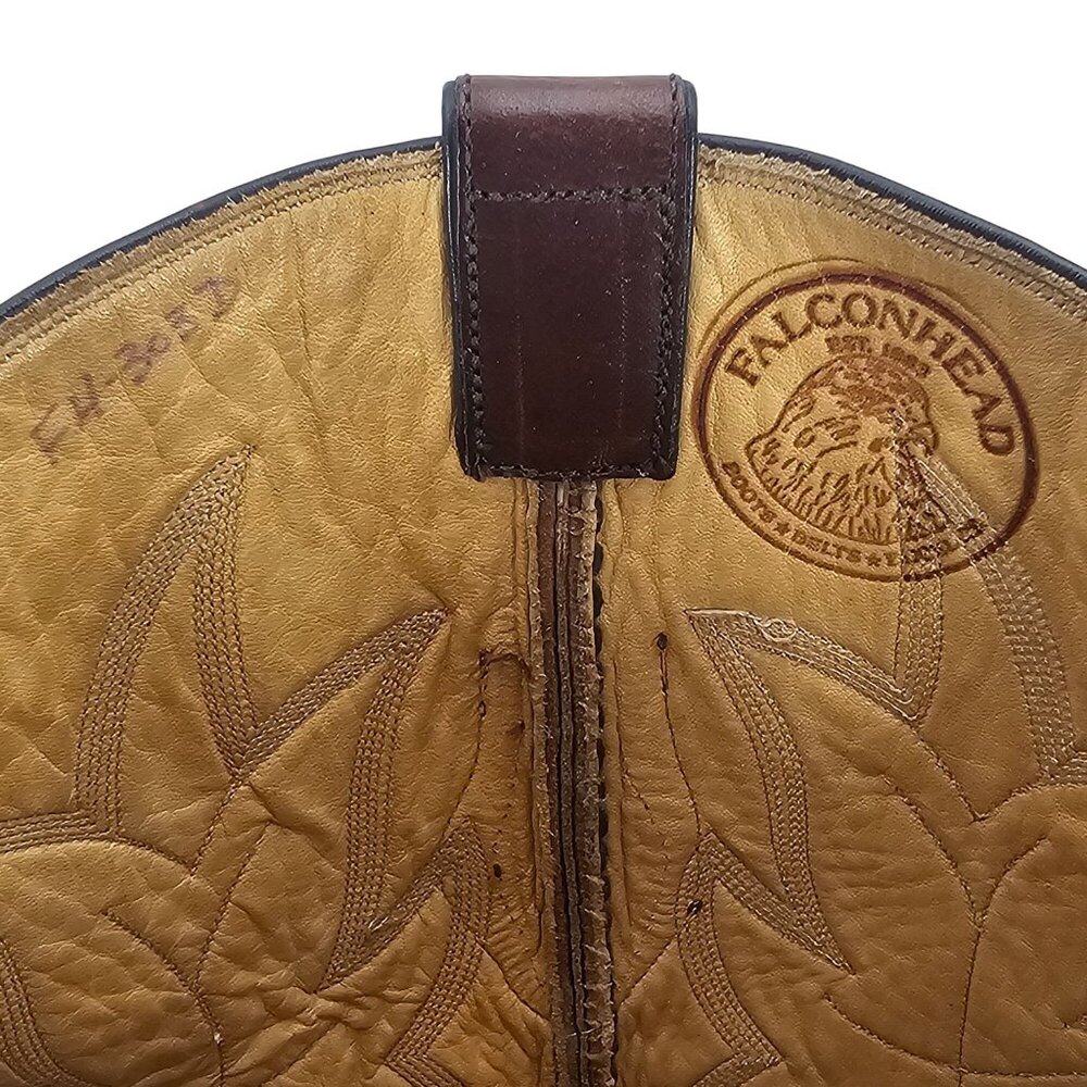 Tres Outlaws Falconhead Mens sz 15 Dark Brown Leather Custom Cowboy Western Boot - Picture 8 of 16